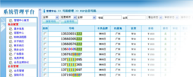 手机靓号网 模板